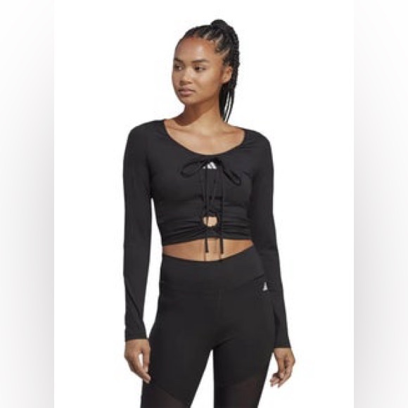adidas Tops - Adidas Women's Black Lace-Up Crop‎ Top long sleeve